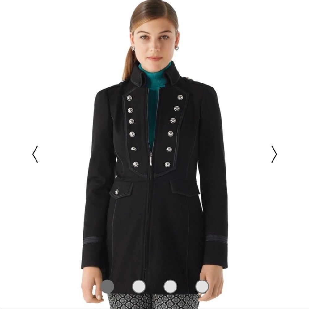 White House Black Market Ponte Military Coat Jacket Black size XXS women’s